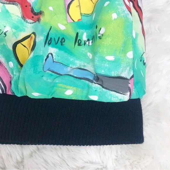 VINTAGE Hand Painted Bomber Jacket Tennis‎ Wearable Art Artsy 80s 90s Size Small - Picture 11 of 15